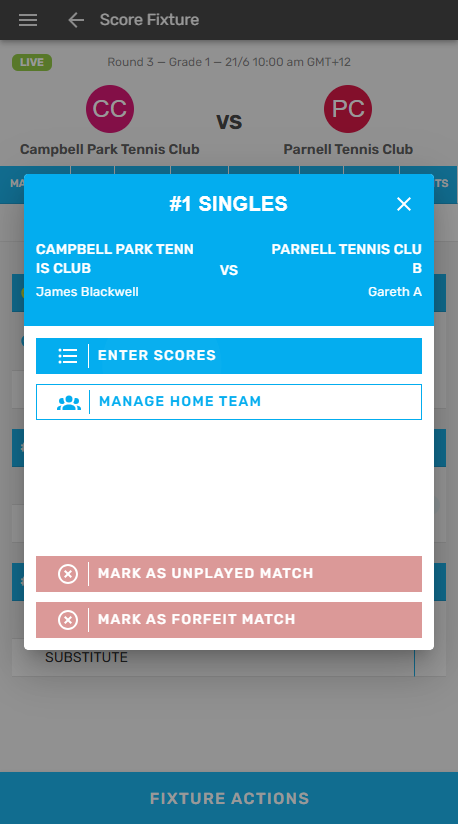Repeat this process following each match