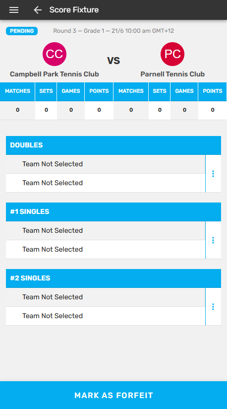 Here you will see all matches in the fixture