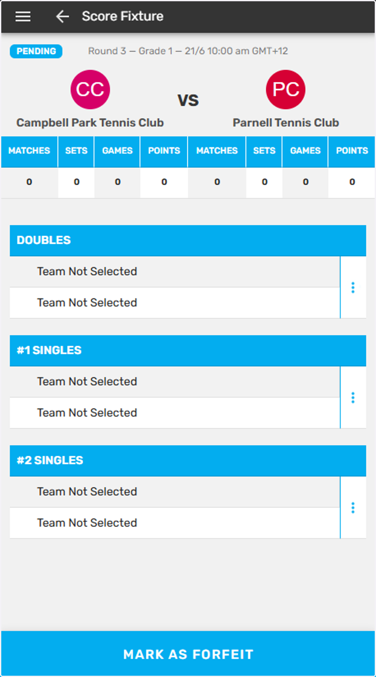Here you will see all matches in the fixture