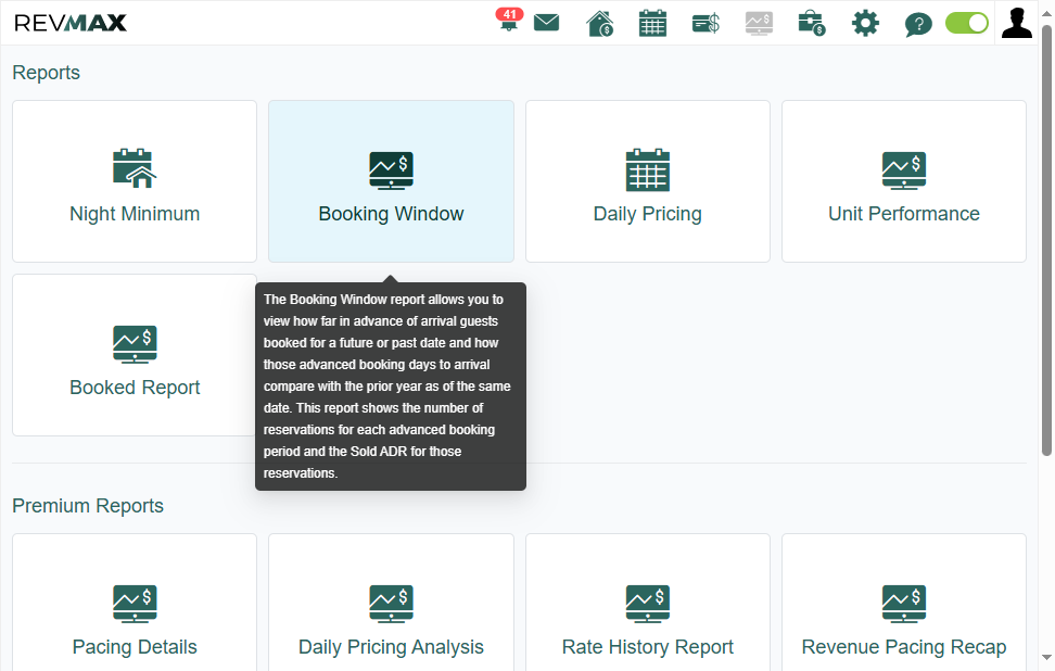 Click on Booking Window