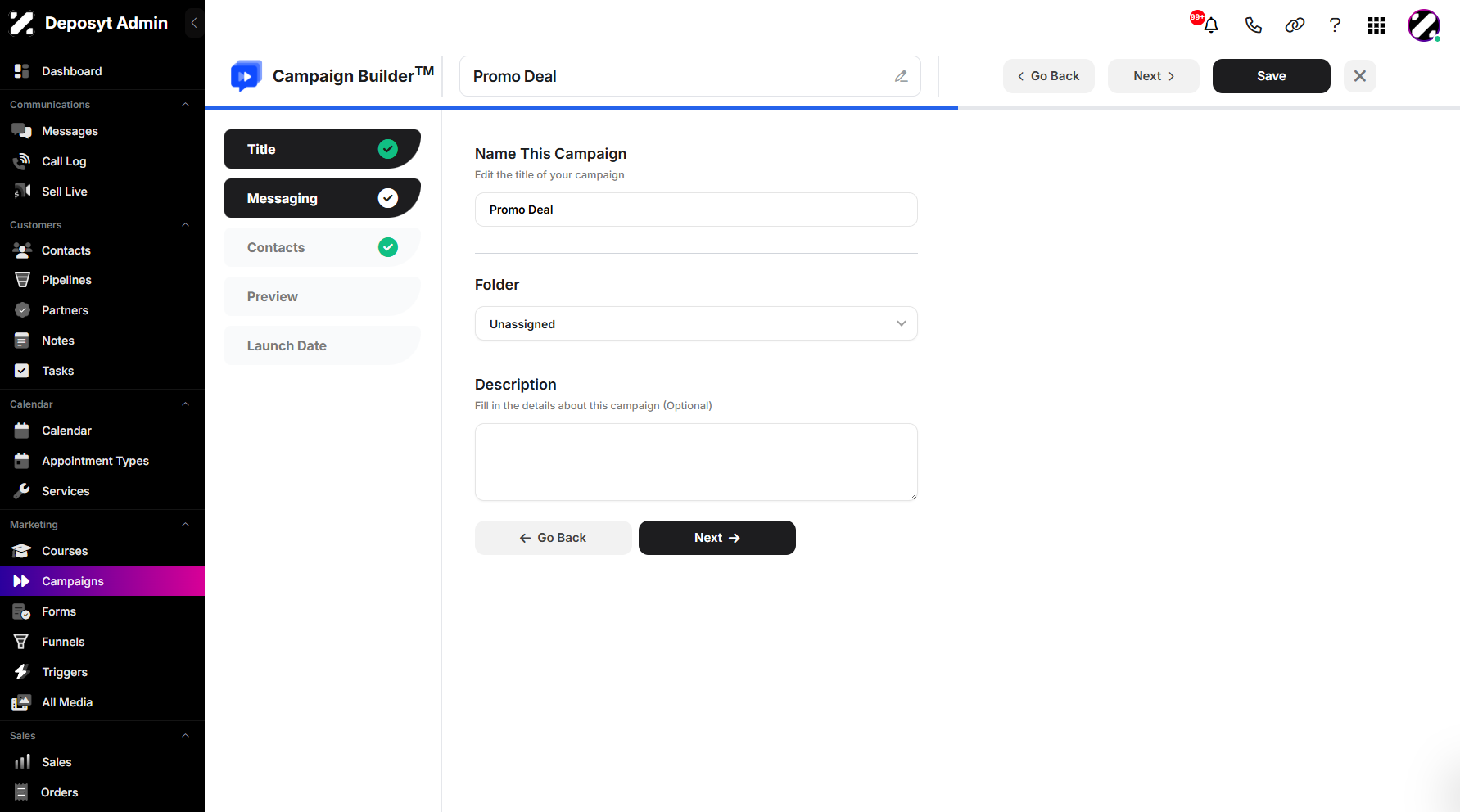 Step 5: Click Messaging to navigate.