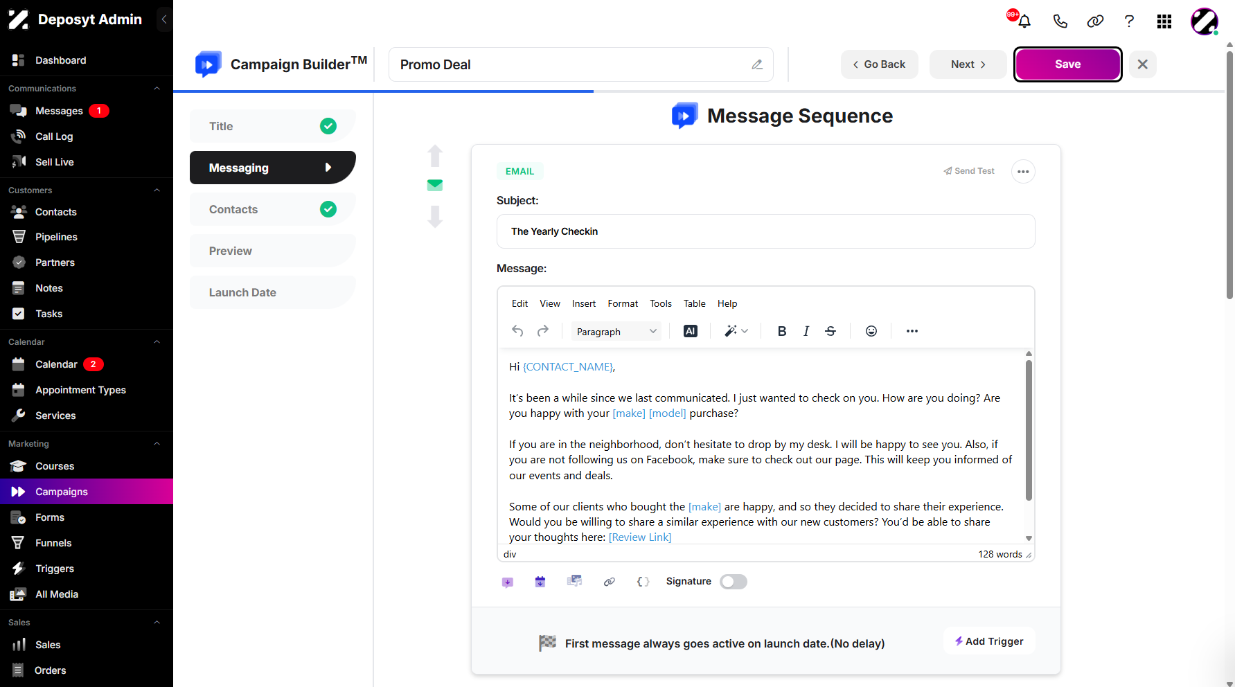 Step 10: Once you're done setting up, click Save to apply the changes.