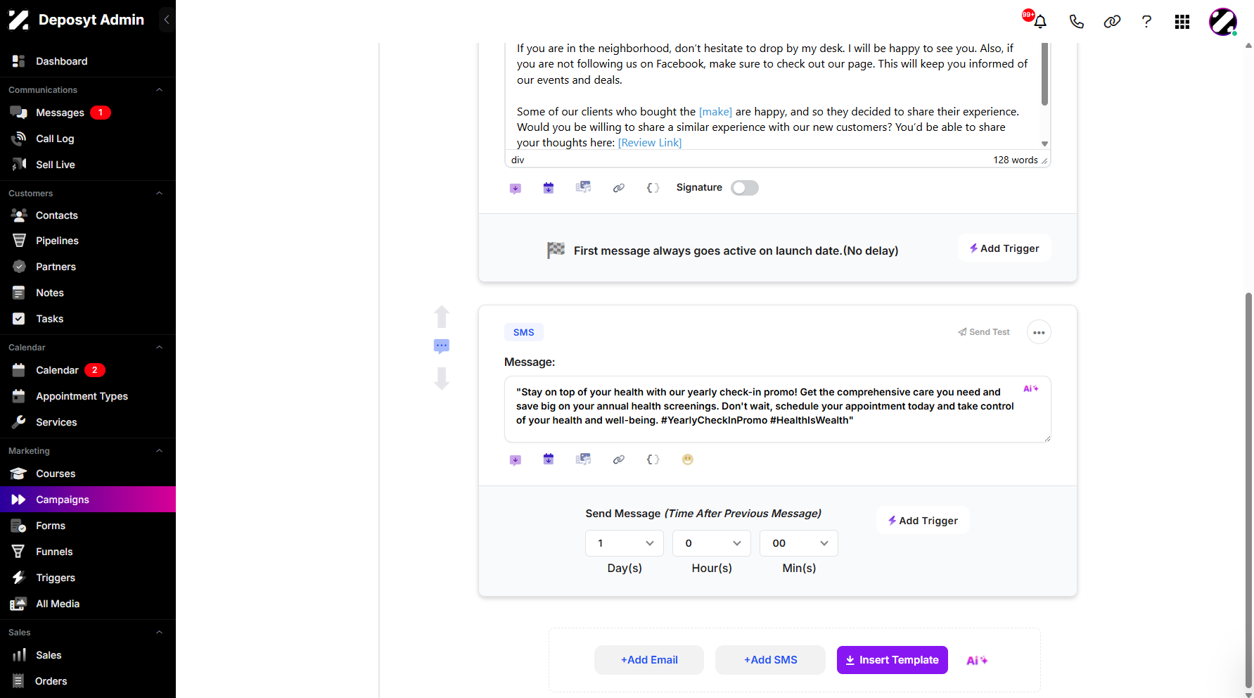 Step 7: Scroll down and click the Insert Template button to continue.