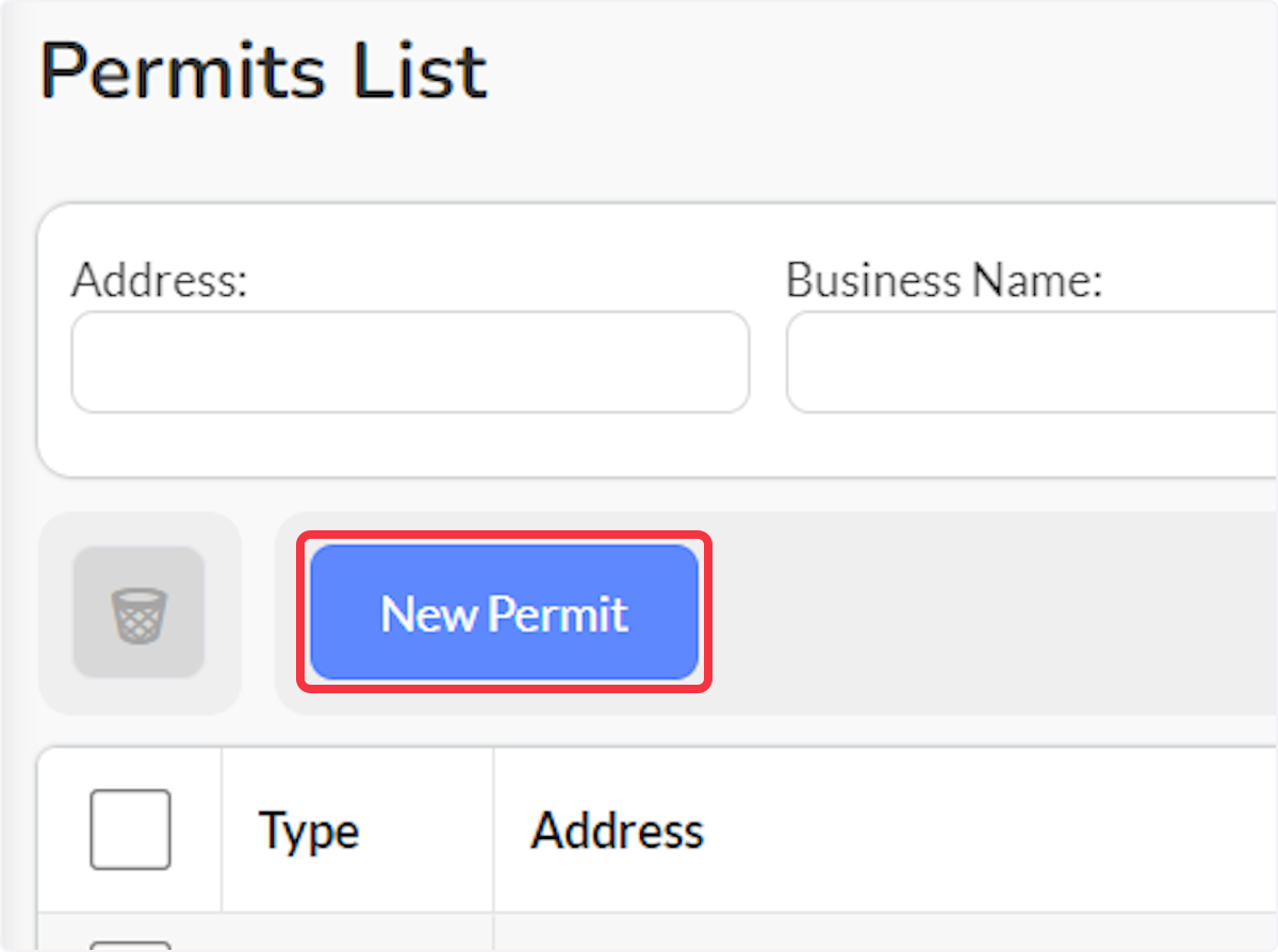 Click on New Permit to add a new Permit.