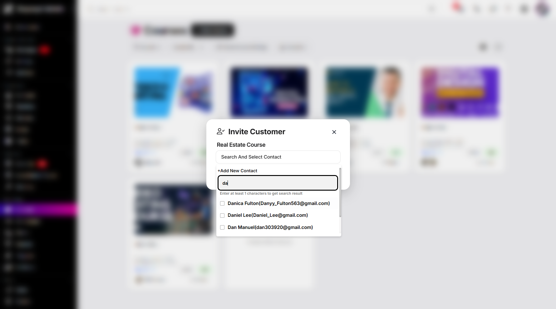 Step 6: The Search Customer dropdown menu will appear. Type at least two letters of the customer’s name to display matching customer.