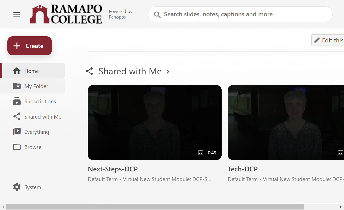 Navigate to My Folder to access your private videos.