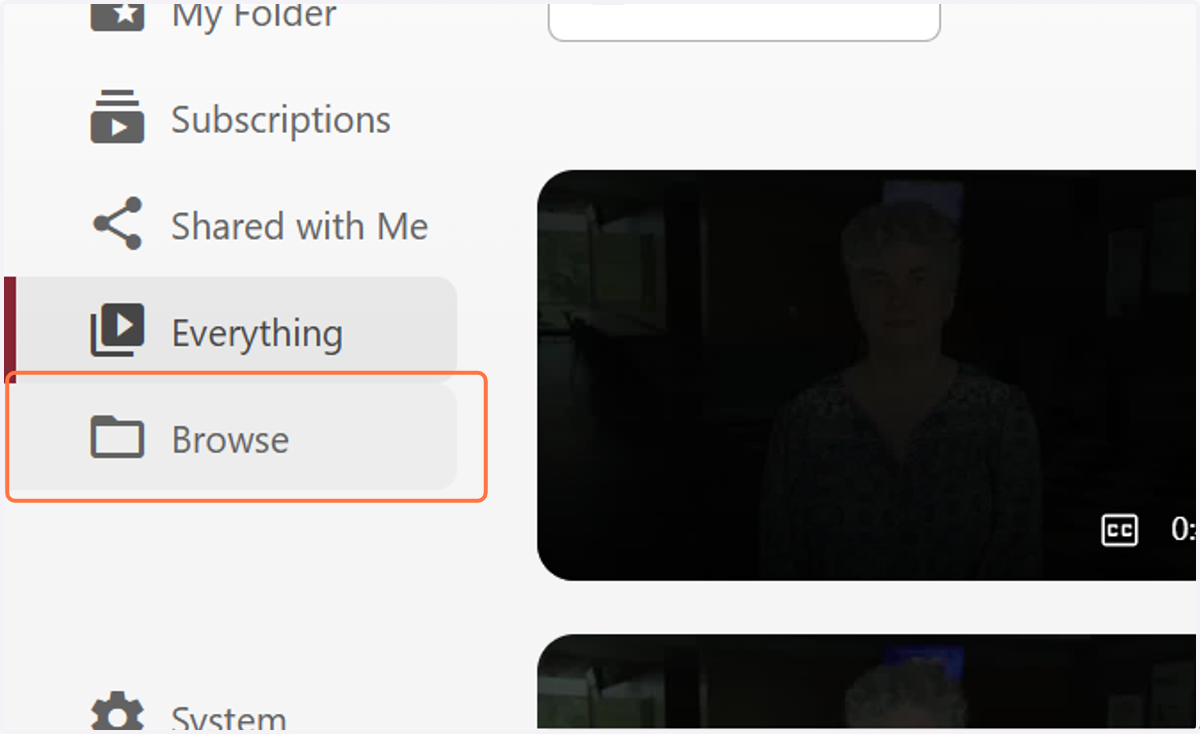To access your Canvas course folder, click on Browse in the menu.