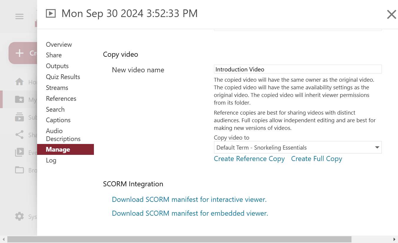 Click on Create Reference Copy.