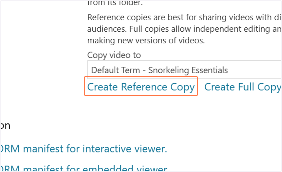 Click on Create Reference Copy.