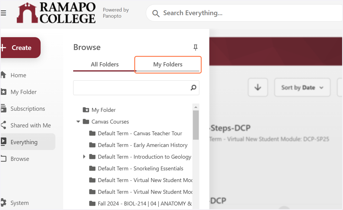 Click on My Folders.