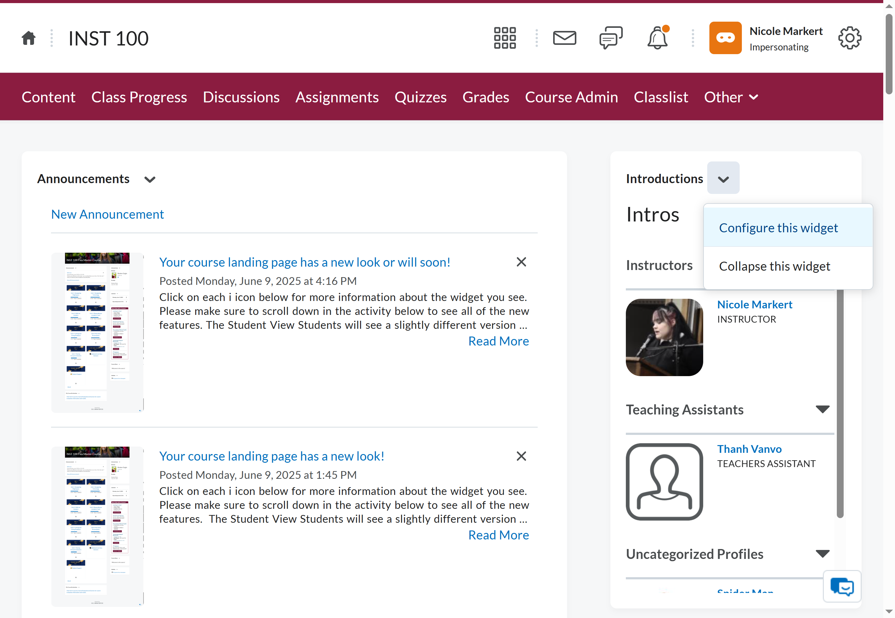 Click on Configure this widget