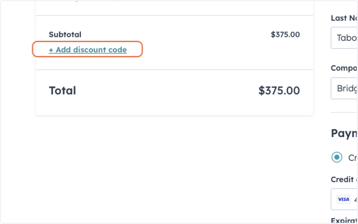 You can add discount codes here.