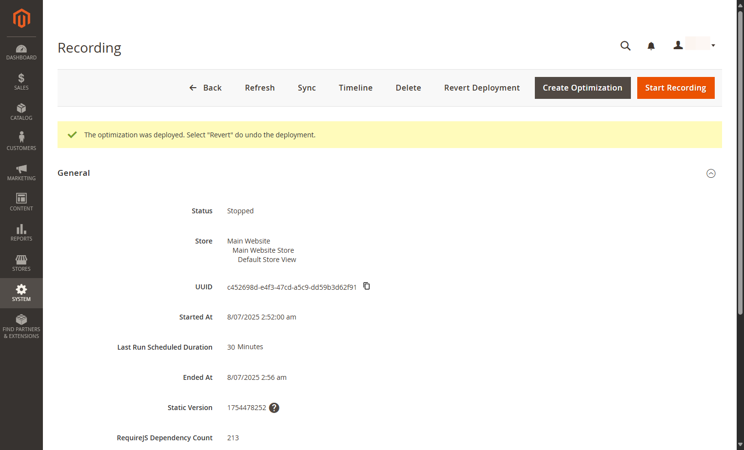 The optimisation was deployed and is already used to speed up your website