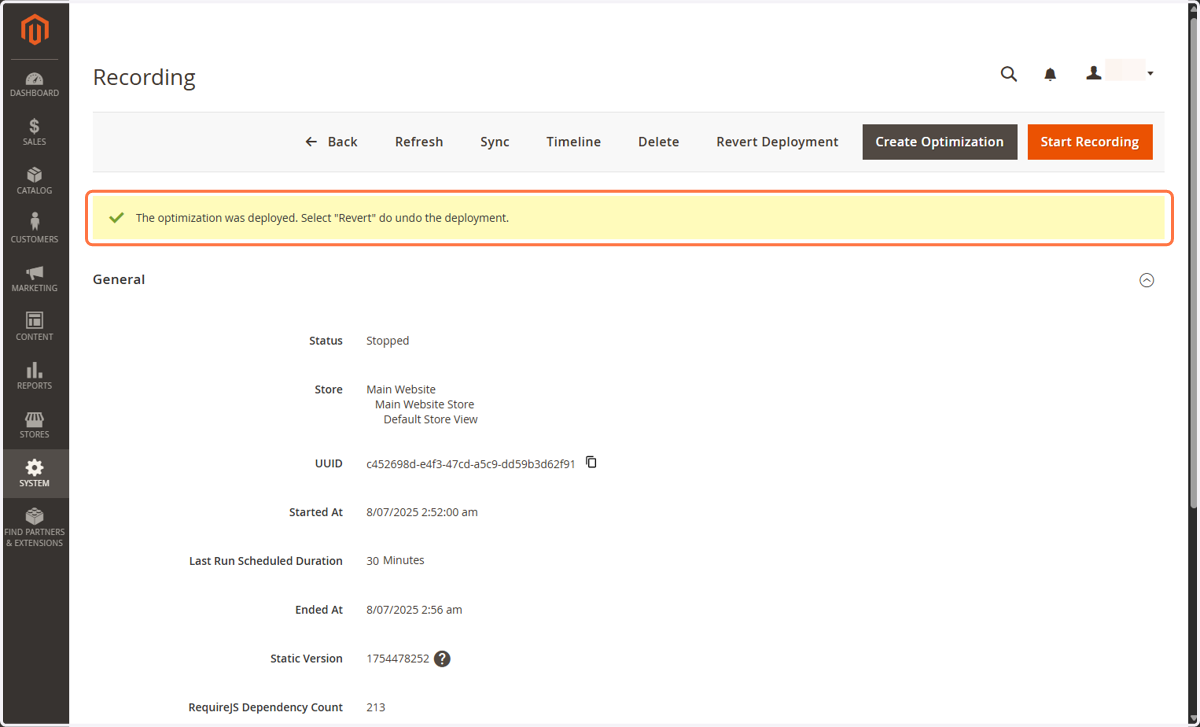 The optimisation was deployed and is already used to speed up your website