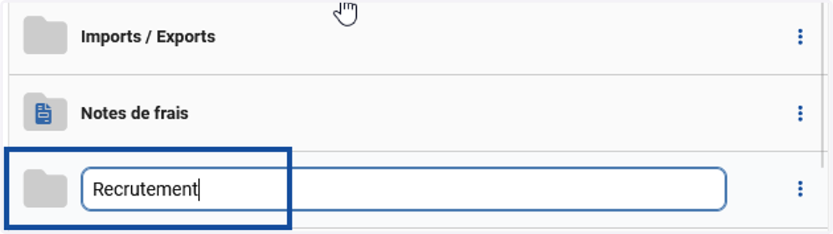 Saisir un nom de dossier et taper sur la touche Entrée du clavier pour valider.