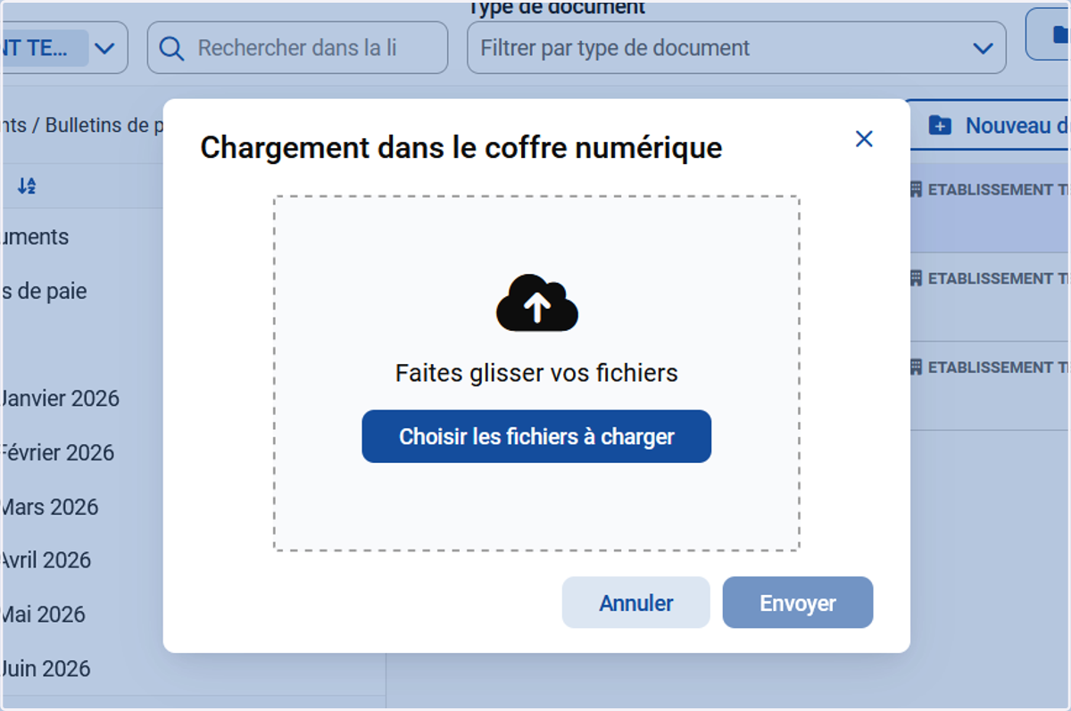 Cliquer sur "Choisir les fichiers à charger".
