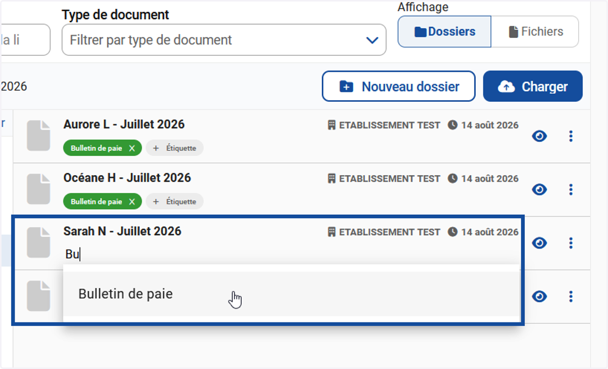 Choisir l'étiquette.