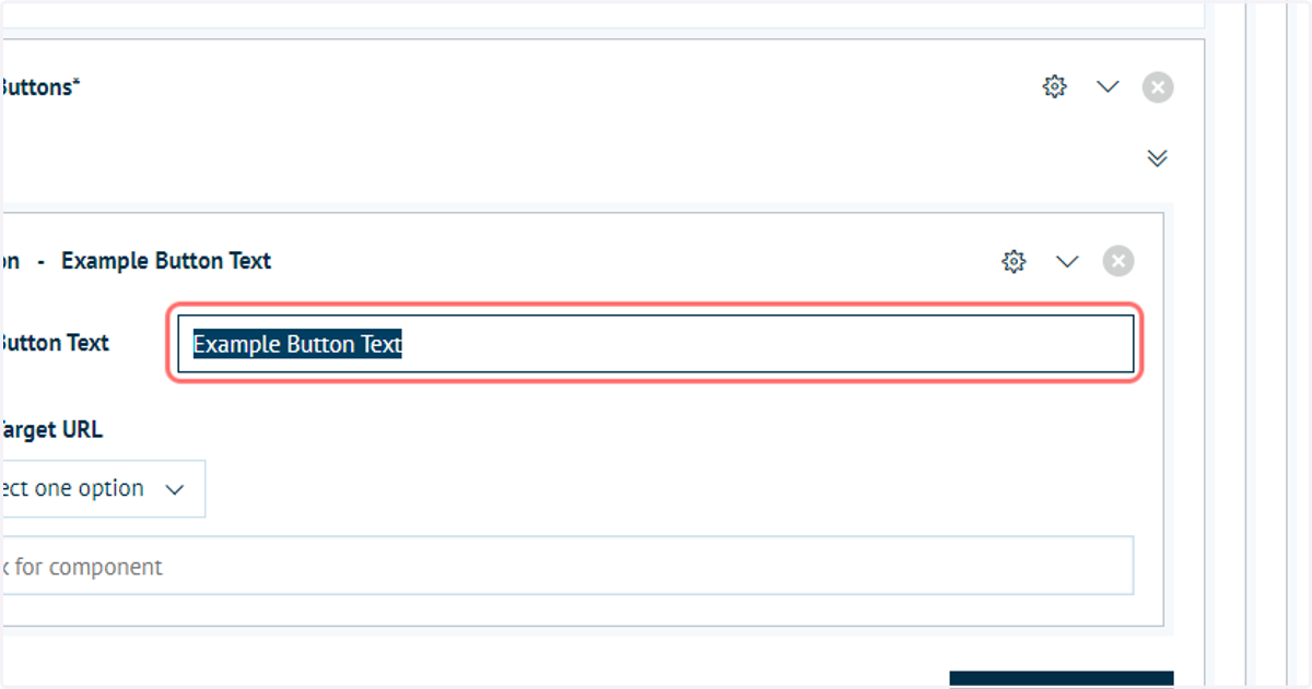 Define text to appear on the button in your storefront, such as "Find Out More"