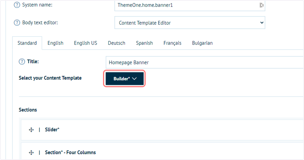 Select a Content Template