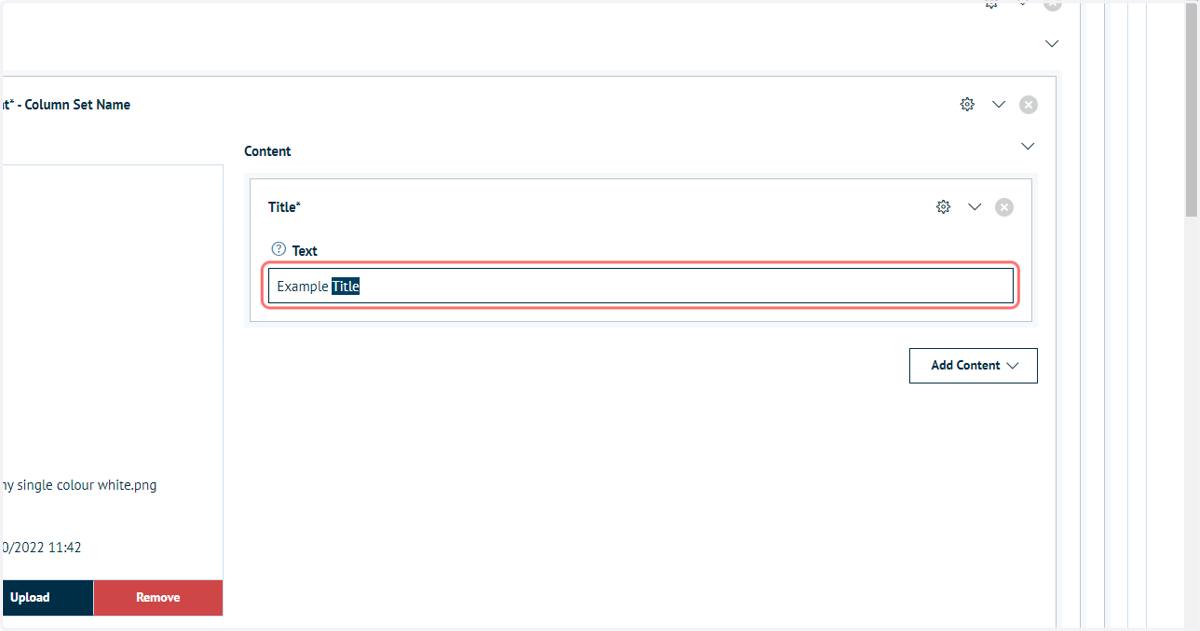 Add a Title content block and enter a title in the resulting field