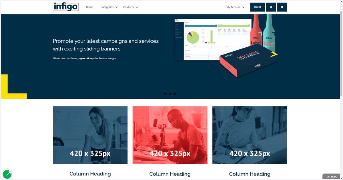 Fully customisable home page