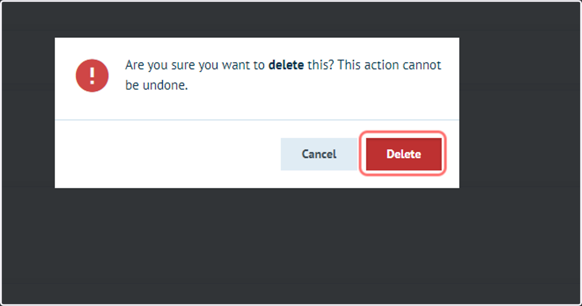 Click on Delete