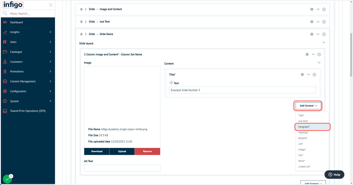 Add a Paragraph content block