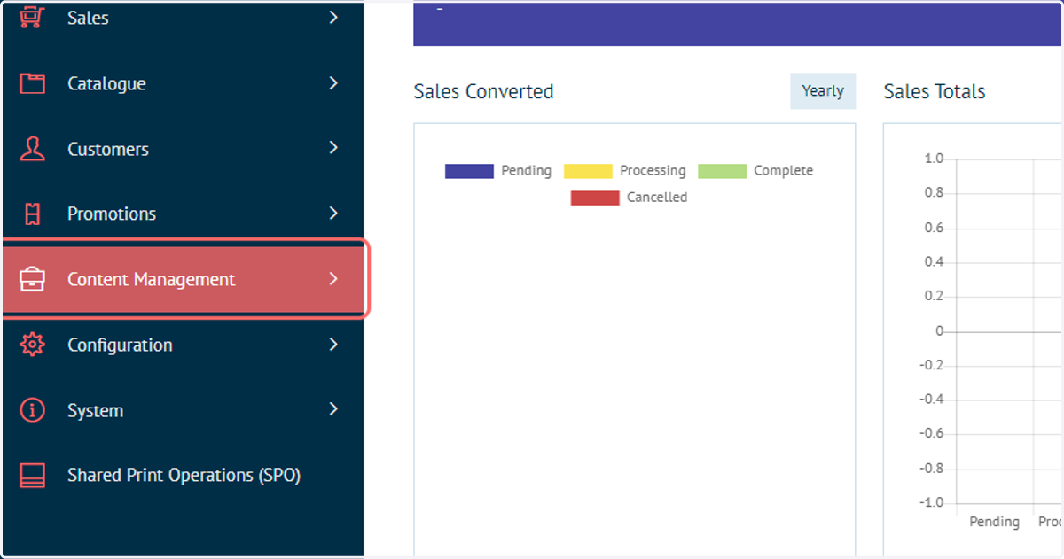 Navigate to the Admin area and click on Content Management