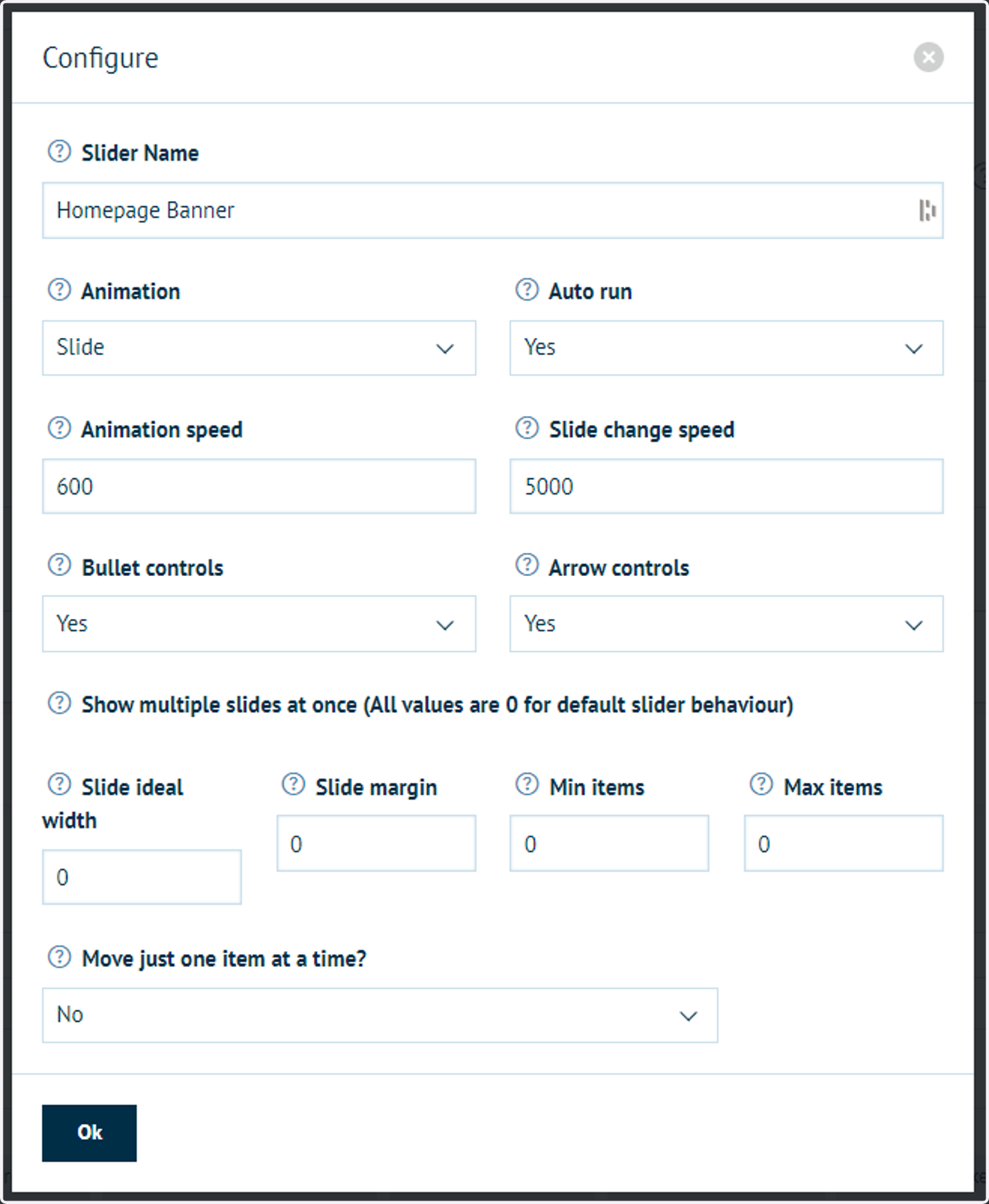 Configure your slider