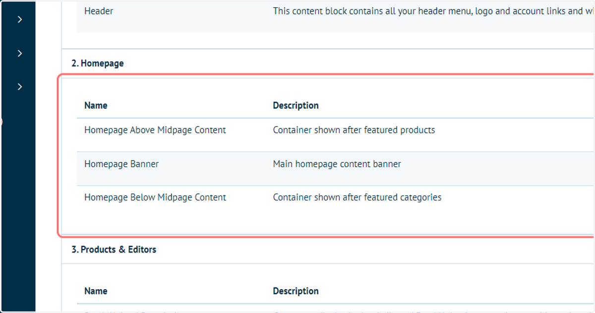 Navigate to section 2. Homepage