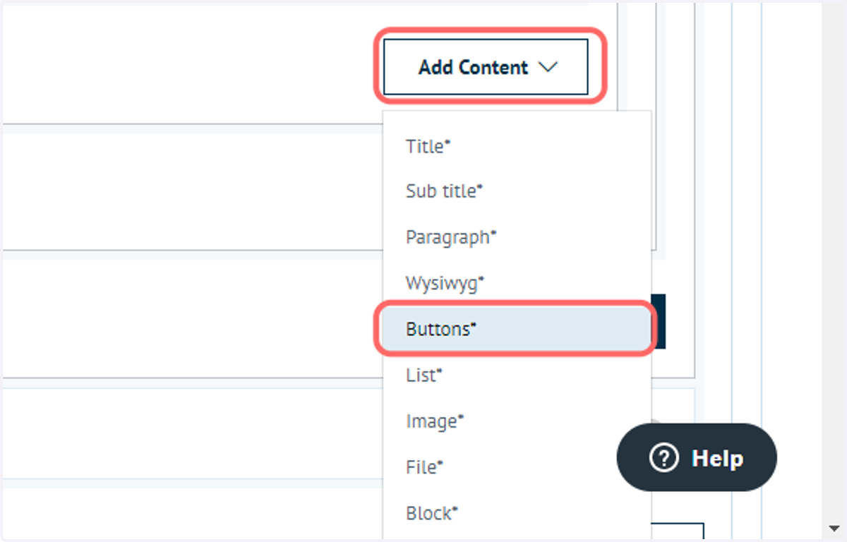 Add a Buttons content block