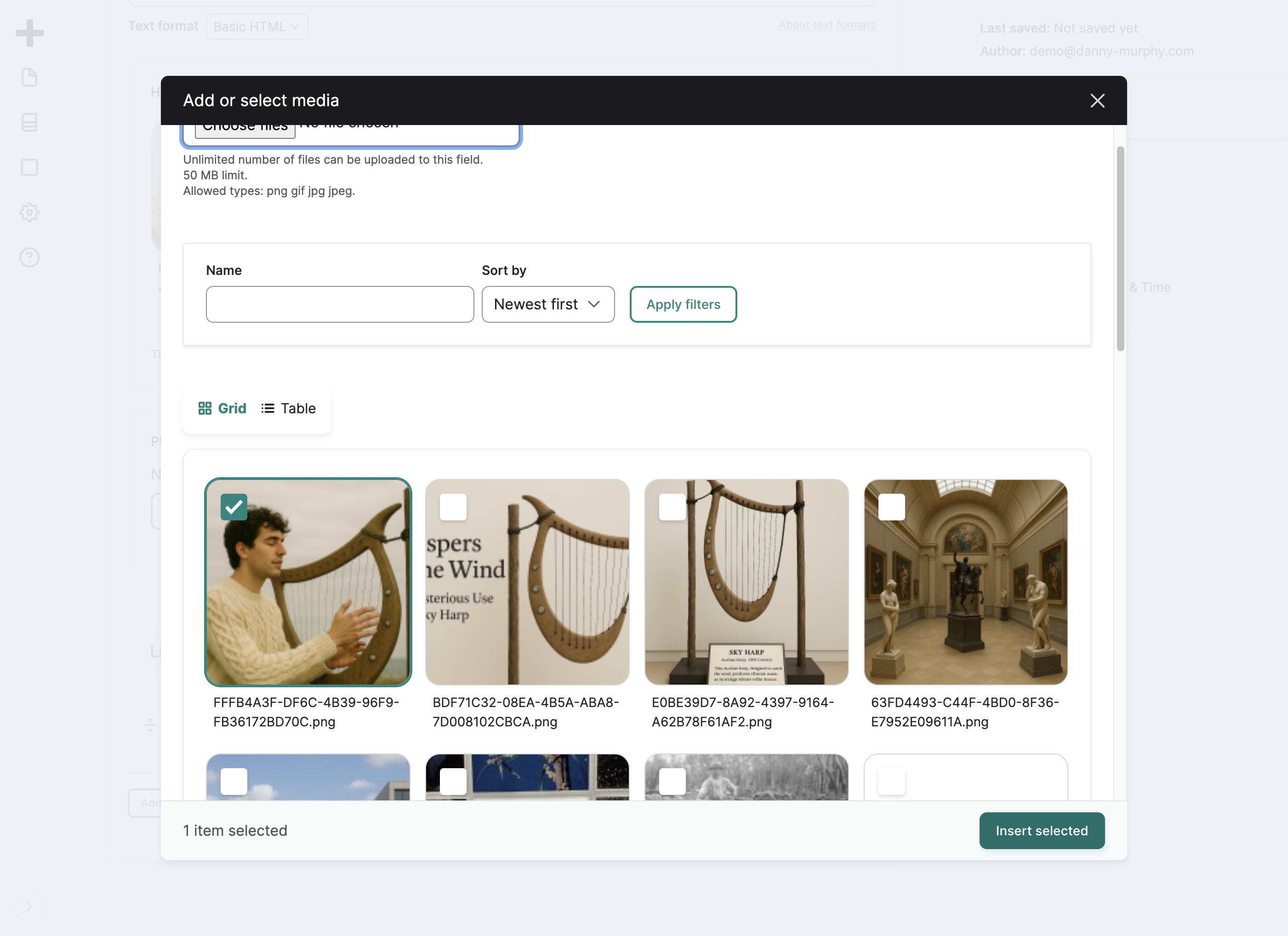 Click on Insert selected