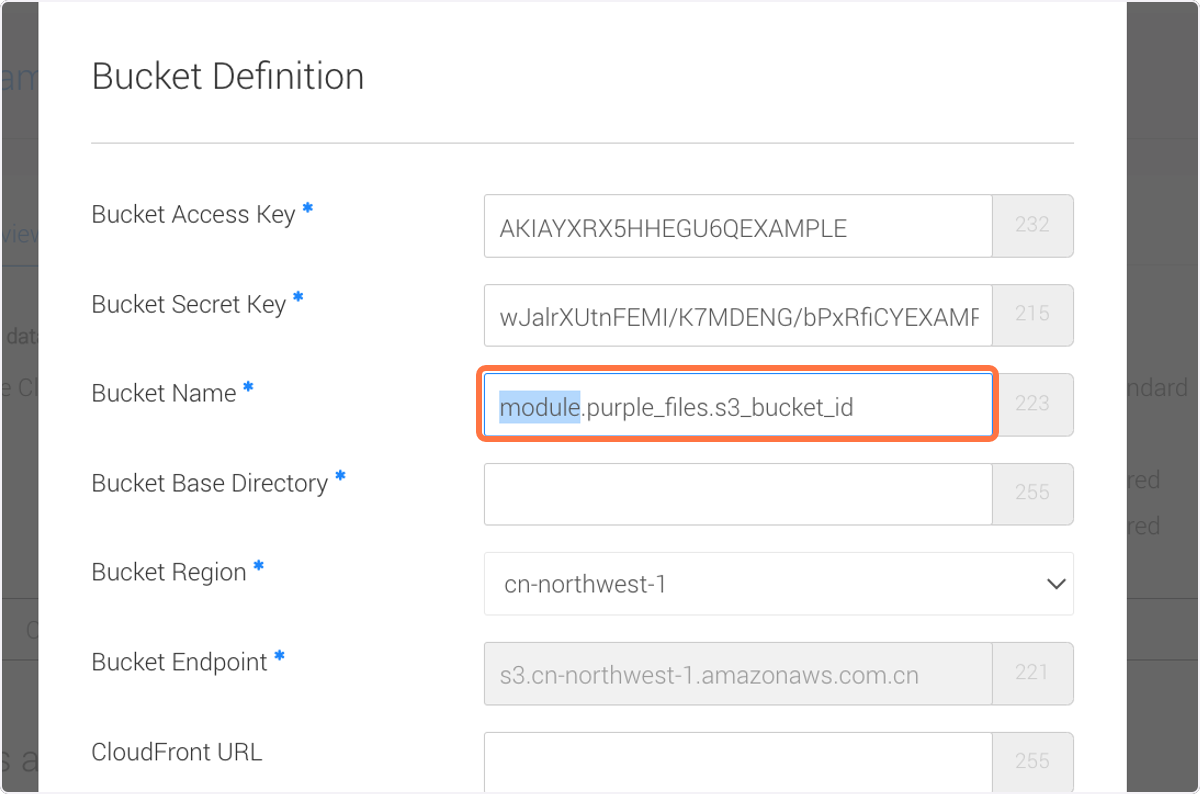 Next to 'Bucket Name', paste the name of your bucket Next to 'Bucket Name', paste the name of your bucket