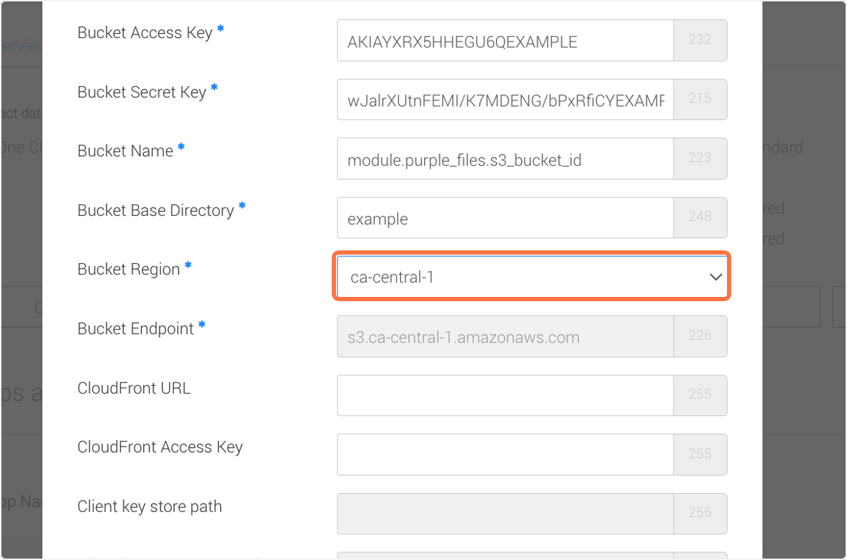 select your desired region for the bucket from the dropdown select your desired region for the bucket from the dropdown