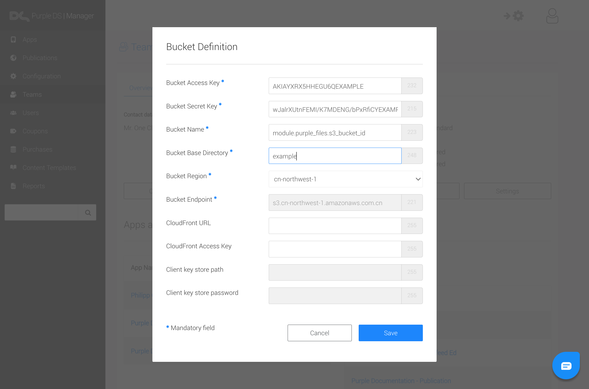Next to 'Bucket Base Directory' paste the Buckets Base Directory