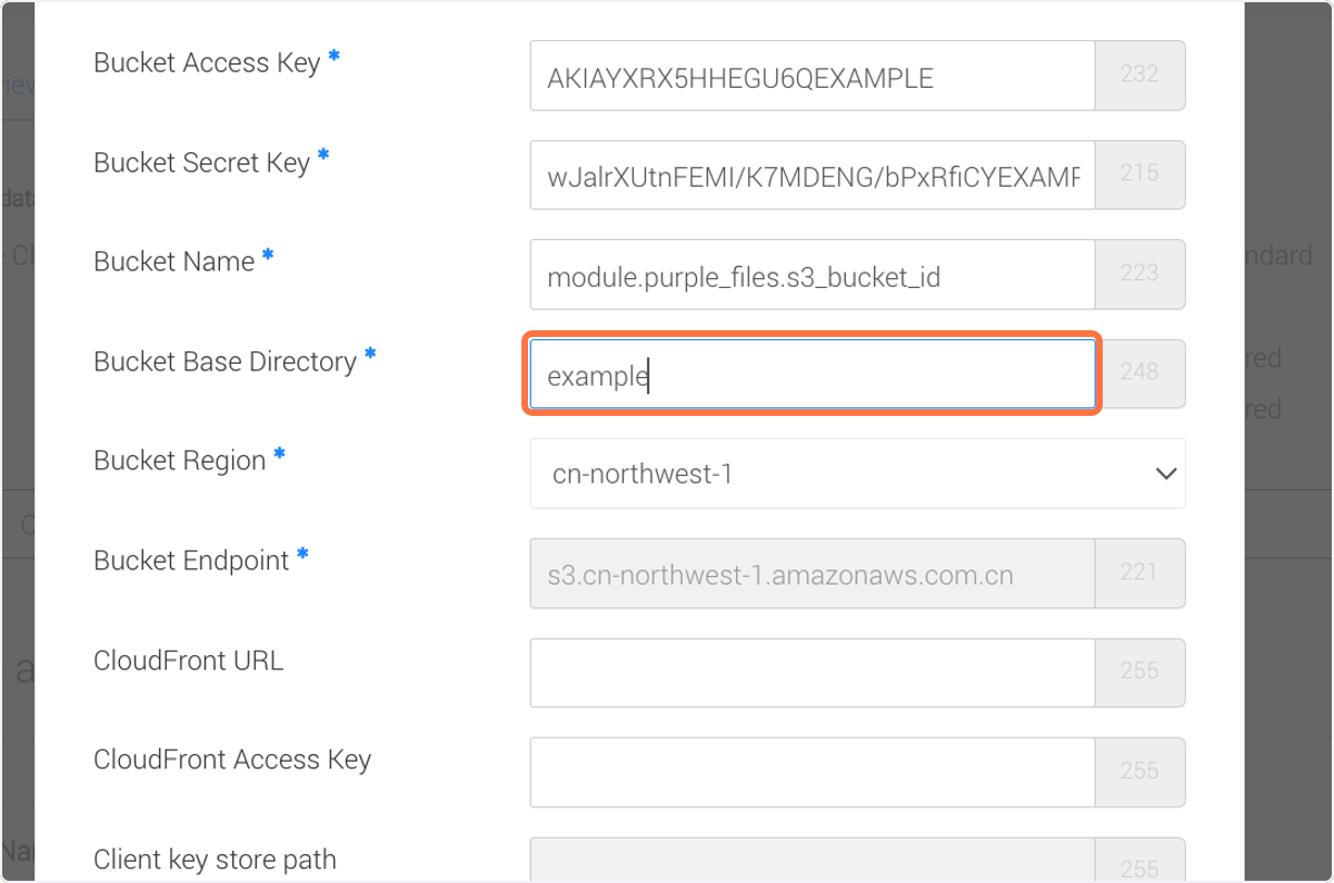 Next to 'Bucket Base Directory' paste the Buckets Base Directory Next to 'Bucket Base Directory' paste the Buckets Base Directory
