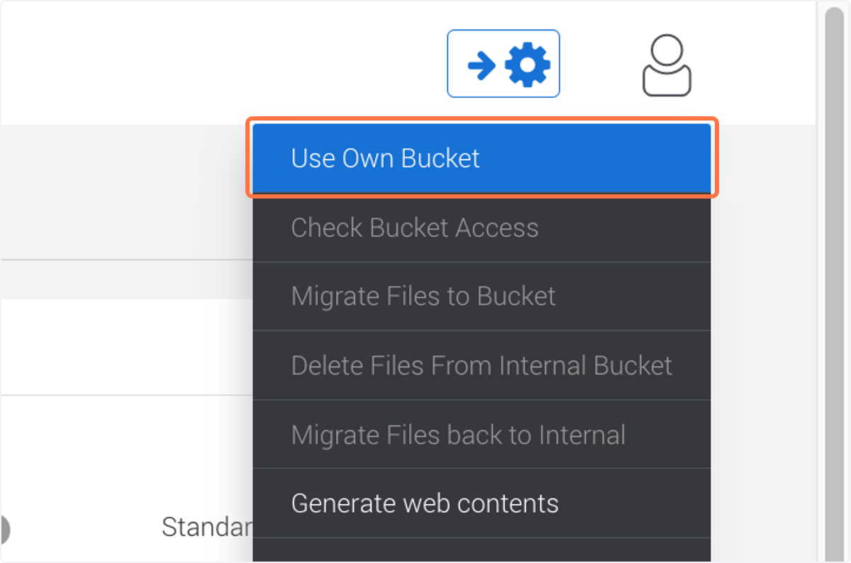 Click on 'Use Own Bucket' Click on 'Use Own Bucket'