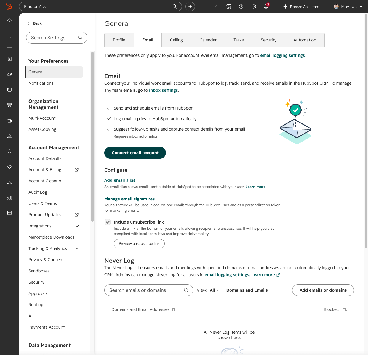 Click on Manage email signatures