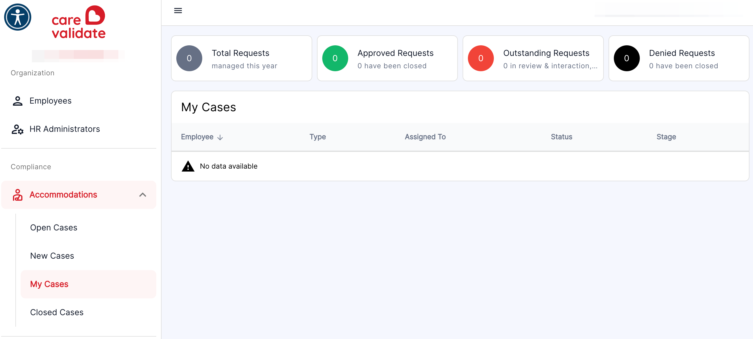 Landing Page - When you log in, you will land on the My Cases page