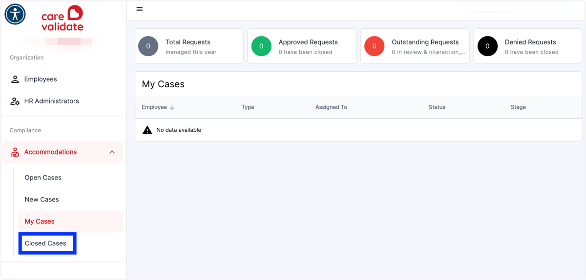 Click on Closed Cases