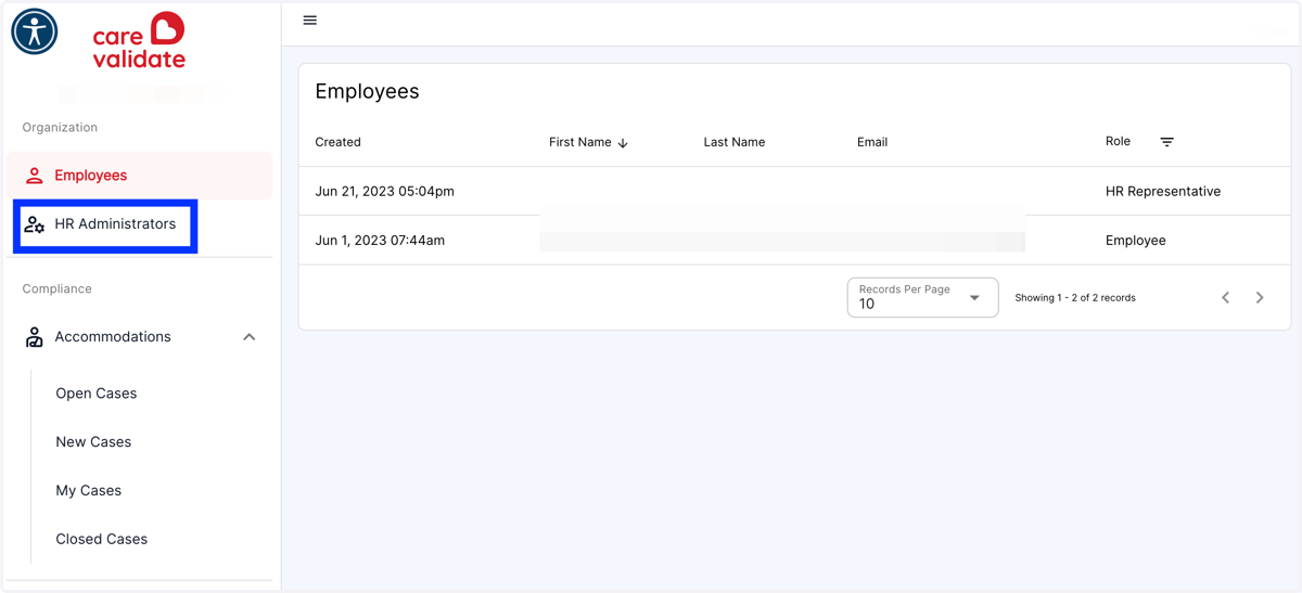 Click on HR Administrators