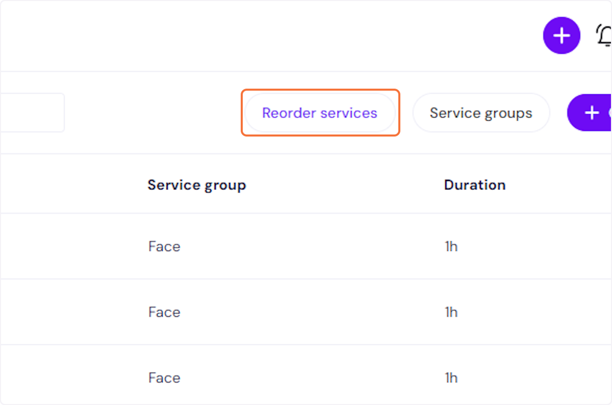 Click on 'Reorder services'