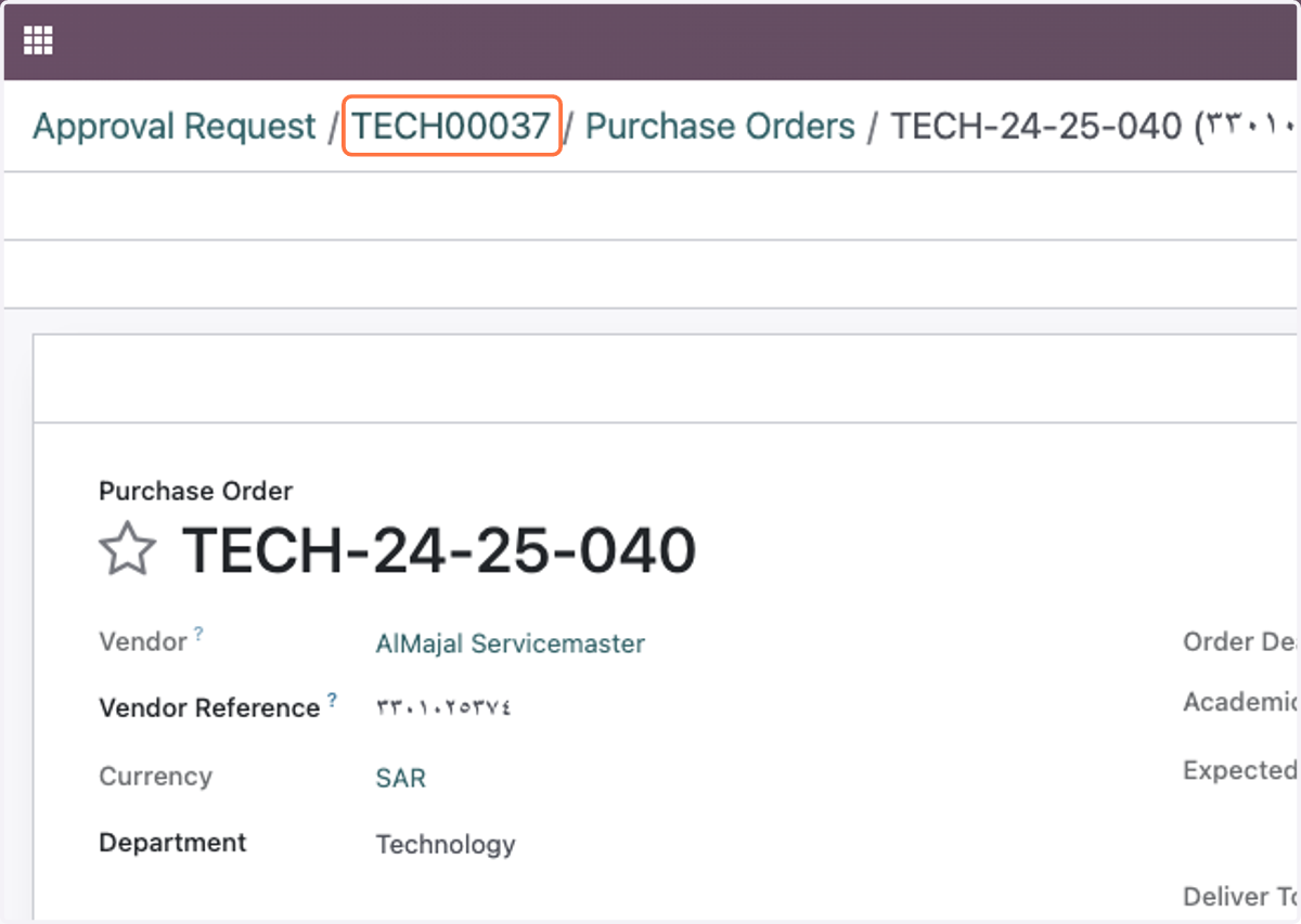 Track back into your PO