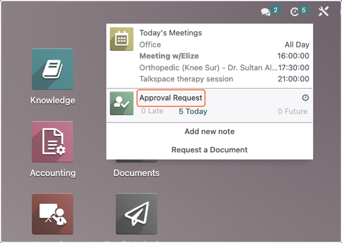 Click on Approval Request