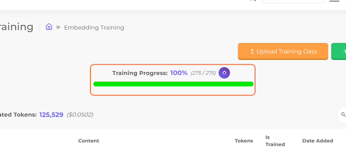 Verify if the training process is complete.