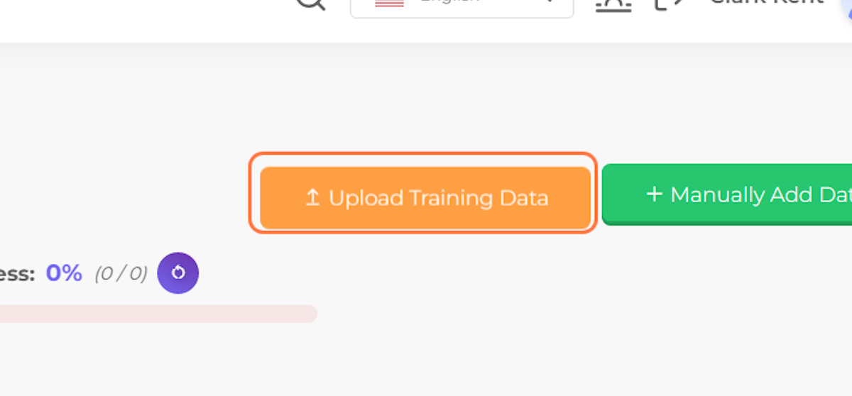 Click on  Upload Training Data