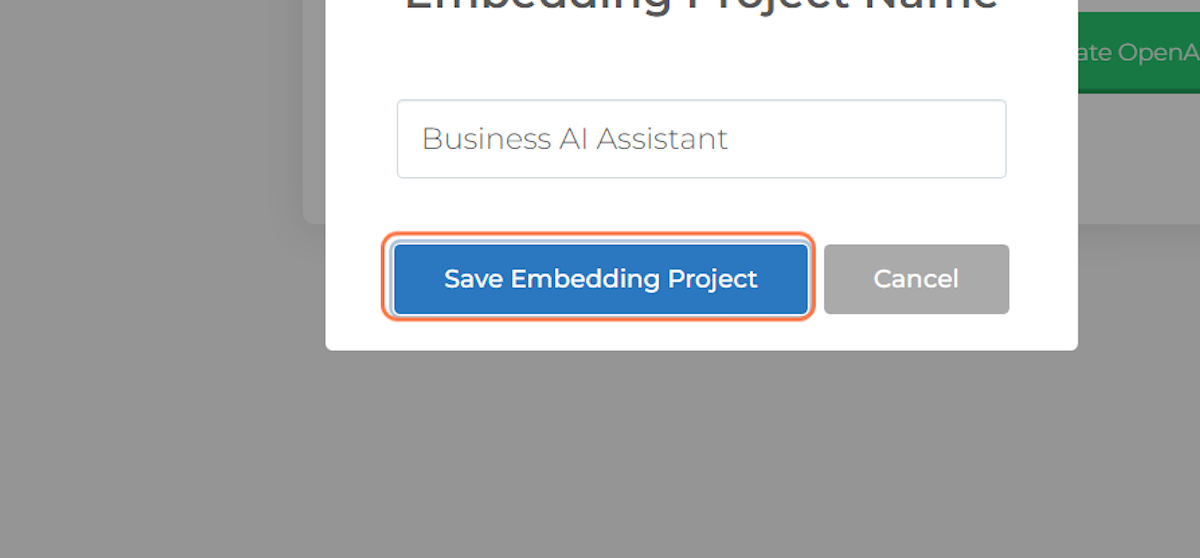 Click on Save Embedding Project