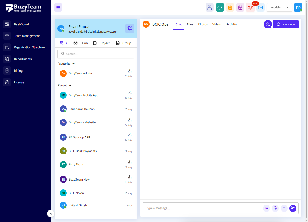 The Chat module provides a unified communication environment where users can: