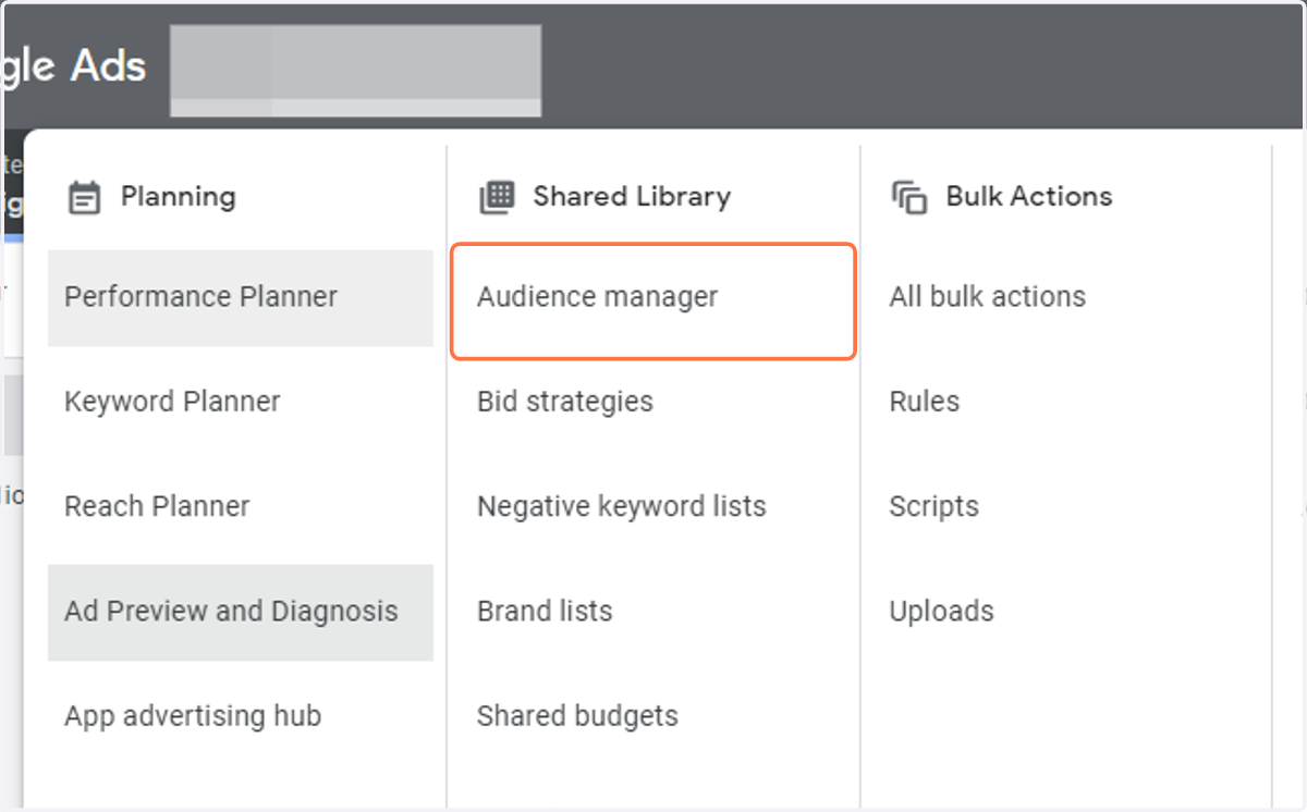 Click on Audience manager