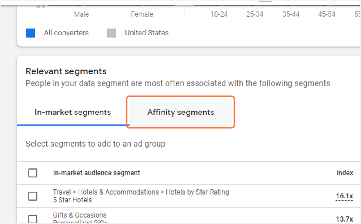 Click on Affinity segments
